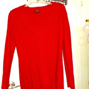 New York & Company Red V-Neck Sweater